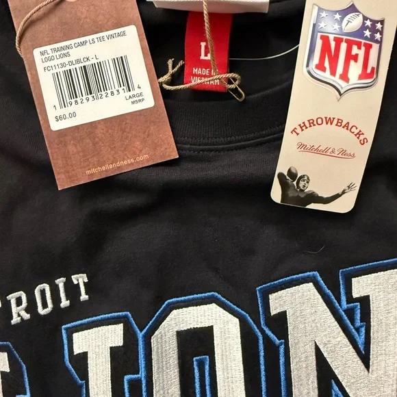 Mitchell & Ness Detroit Lions Black and Blue Hoodie